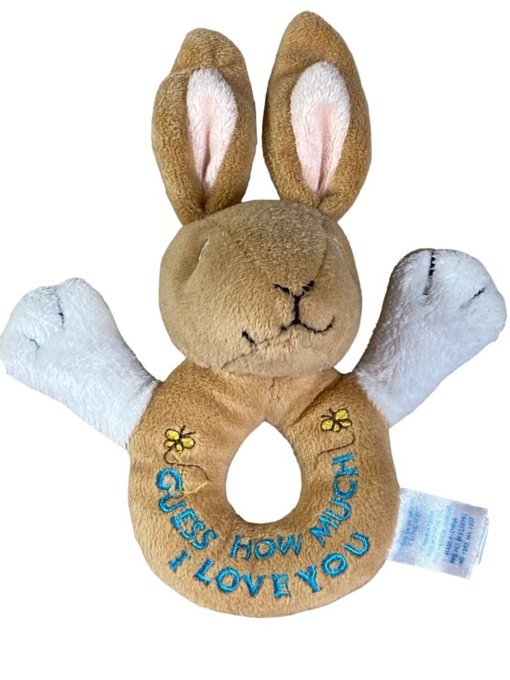 Kids Preferred Bunny Plush Soft Toy I Love You  brown Hare Rabbit Rattle Ring